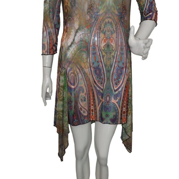 COCO + CARMEN Dress, S/M, Mesh,Color Snake/Paisley Print, Asymmetrical/Sharkbite - Picture 6 of 12